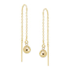 14k Gold 7mm Bead Dangle Threader Earrings