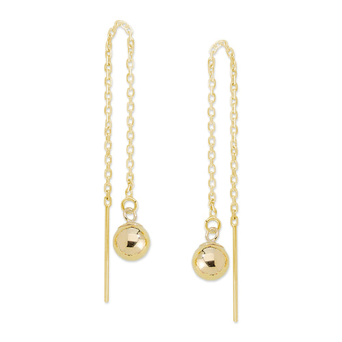 14k Gold 7mm Bead Dangle Threader Earrings