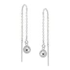 14k White Gold 7mm Bead Dangle Threader Earrings