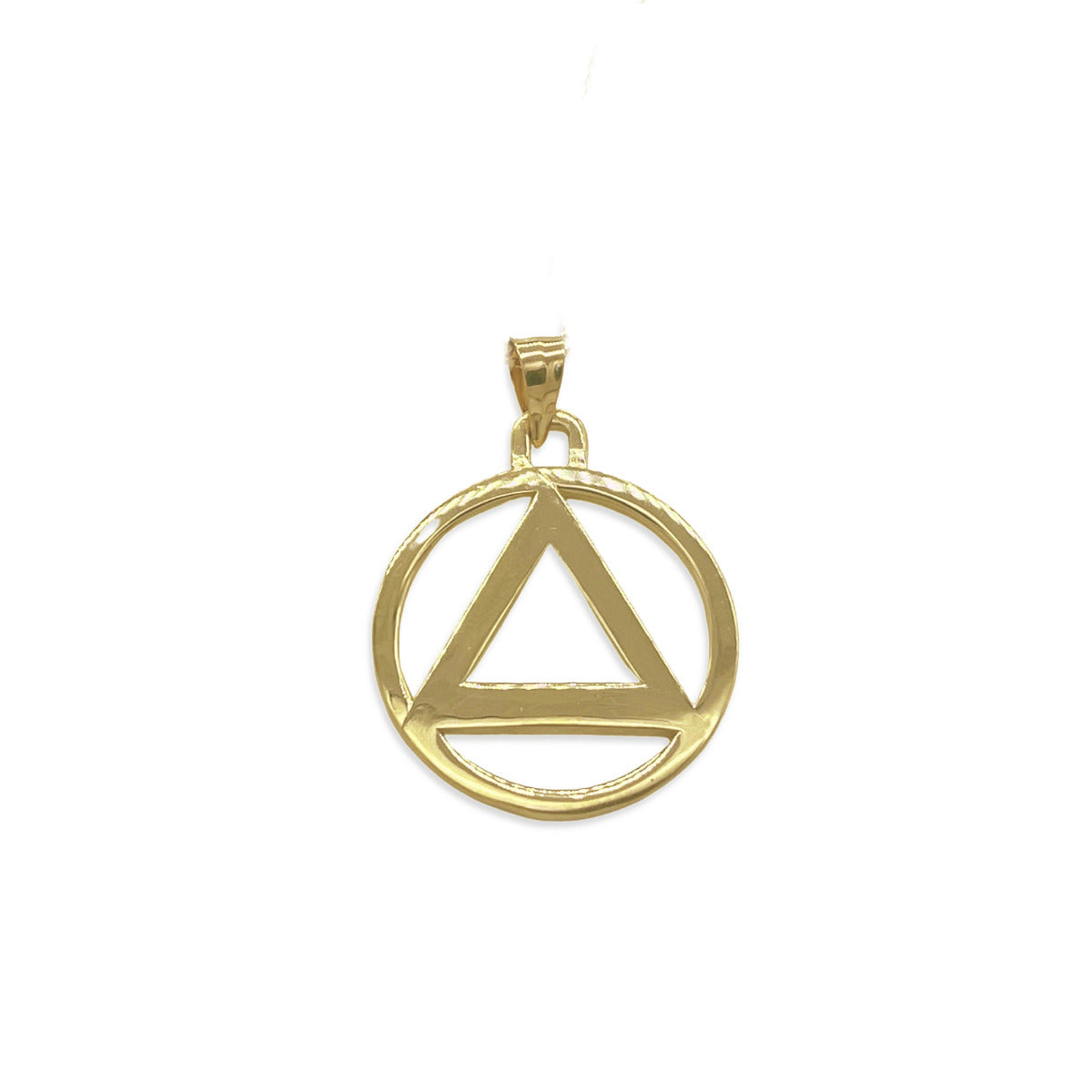 Gold Sobriety Pendant - AA Recovery Charm - Small Size 18.50mm - 14kt. Yellow Gold