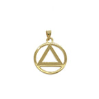 Gold over Silver Sobriety Pendant - AA Recovery Charm - Small Size 12.50mm - Sterling Silver
