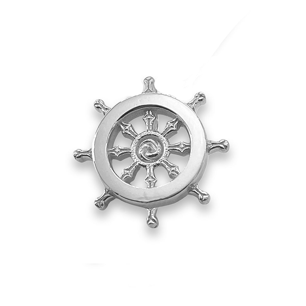 Dharma Wheel Necklace – Sterling Silver & Gold over Silver Buddhist Pendant