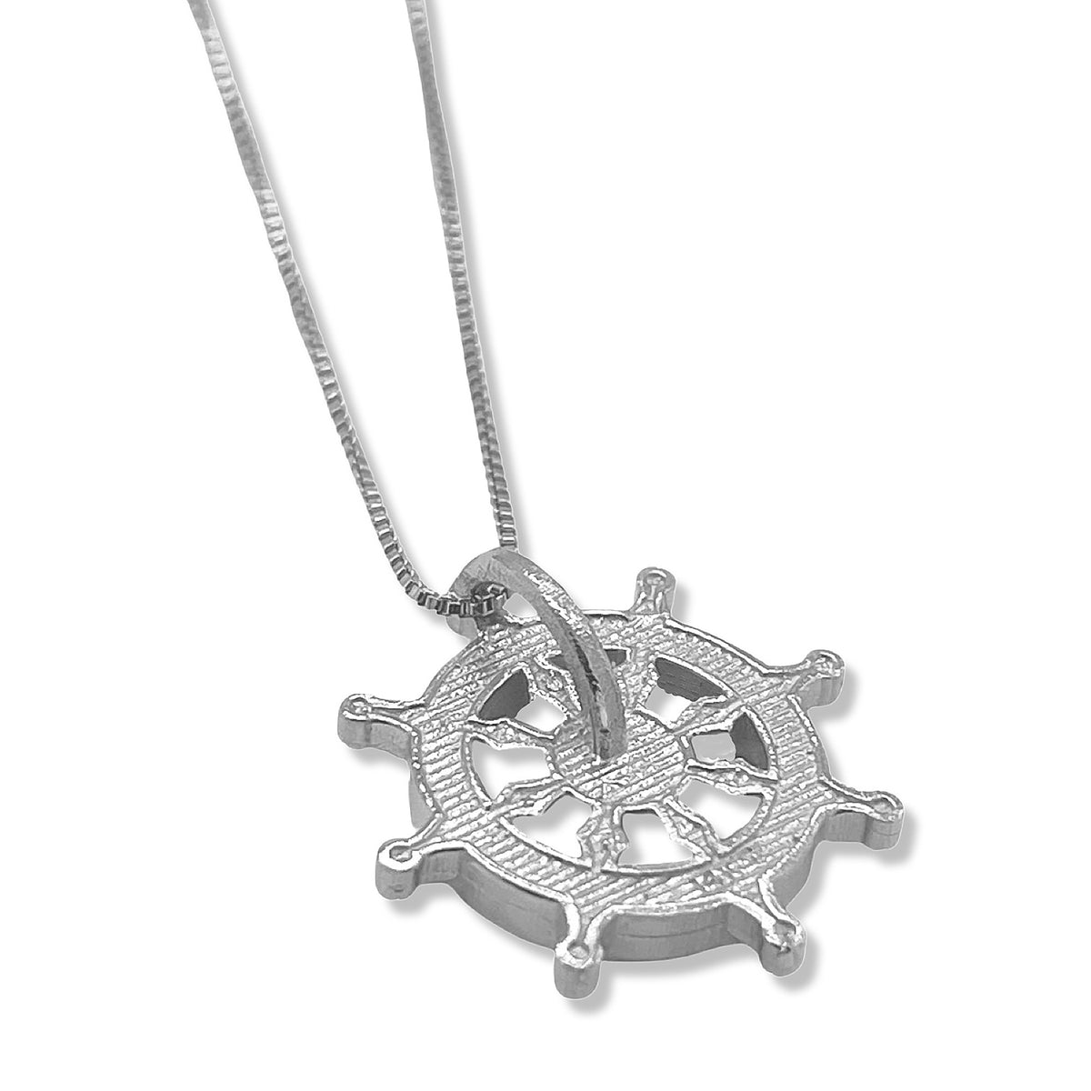 Dharma Wheel Necklace – Sterling Silver & Gold over Silver Buddhist Pendant