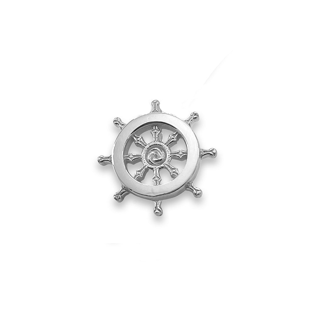 Dharma Wheel Necklace – Sterling Silver & Gold over Silver Buddhist Pendant