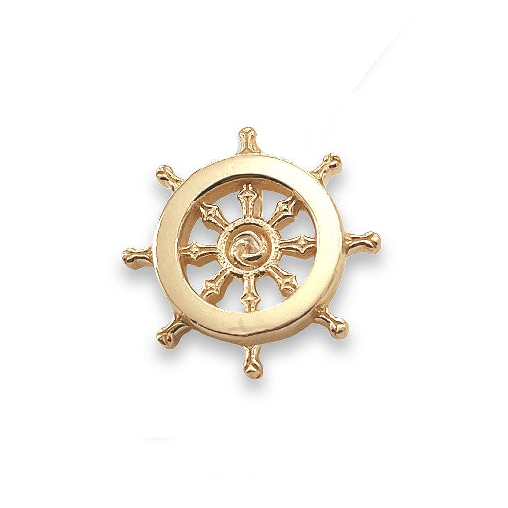 Dharma Wheel Necklace – Sterling Silver & Gold over Silver Buddhist Pendant