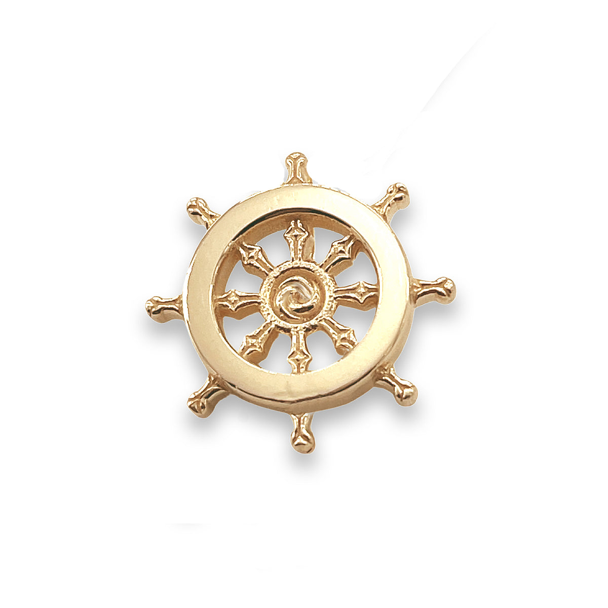 Dharma Wheel Necklace – Sterling Silver & Gold over Silver Buddhist Pendant