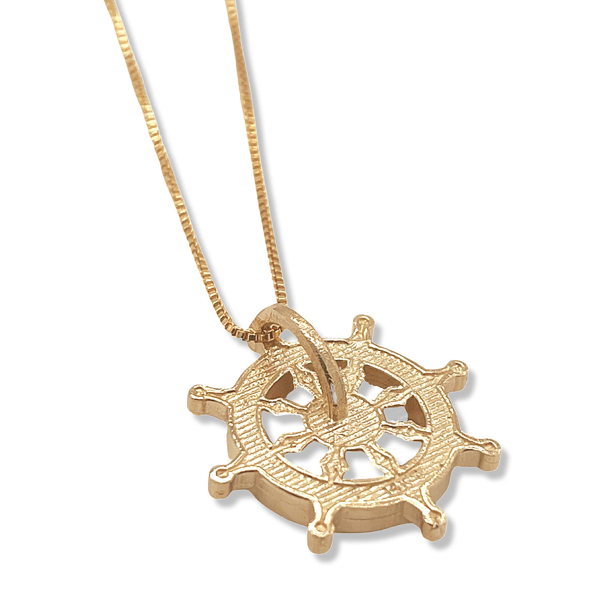 Dharma Wheel Necklace – Sterling Silver & Gold over Silver Buddhist Pendant