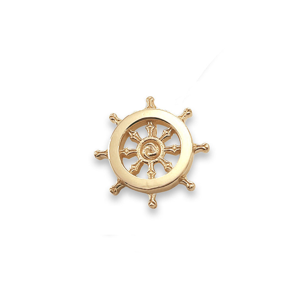 Dharma Wheel Necklace – Sterling Silver & Gold over Silver Buddhist Pendant