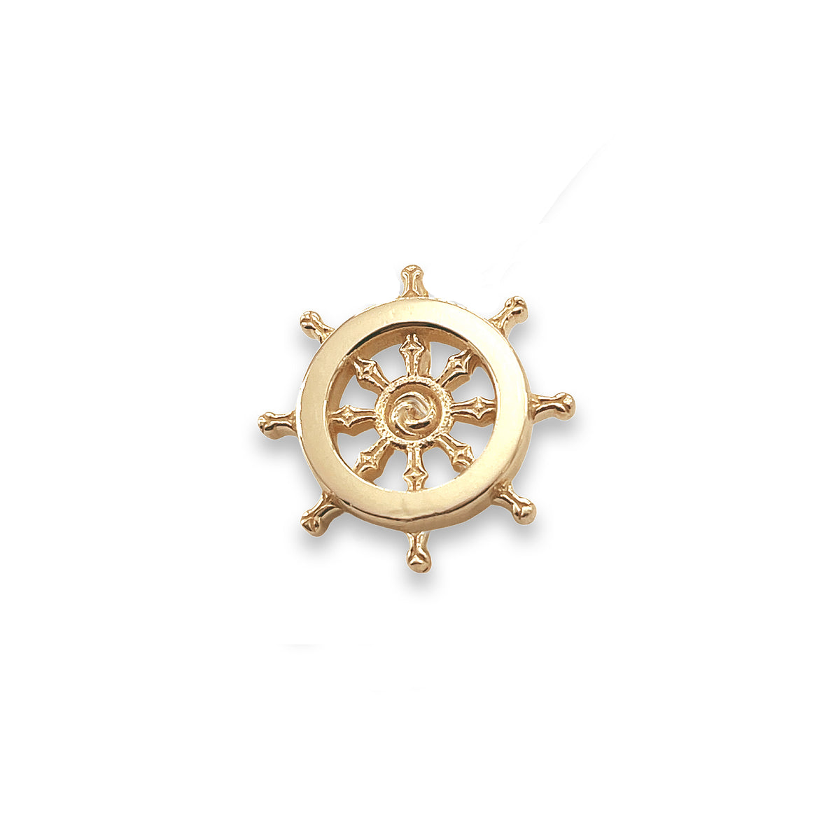 Dharma Wheel Necklace – Sterling Silver & Gold over Silver Buddhist Pendant