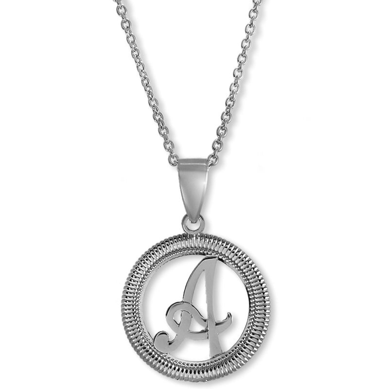 Silver Script Initial A Pendant Necklace