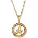 Gold over Silver Script Initial A Pedant Necklace