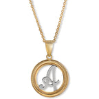 Silver Two Tone Script  Initial A Pedant Necklace