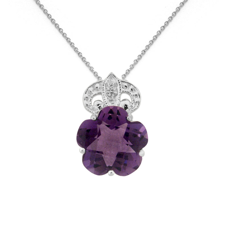 Amethyst Pendant With 0.55mm Thin Rolo Chain for Ladies