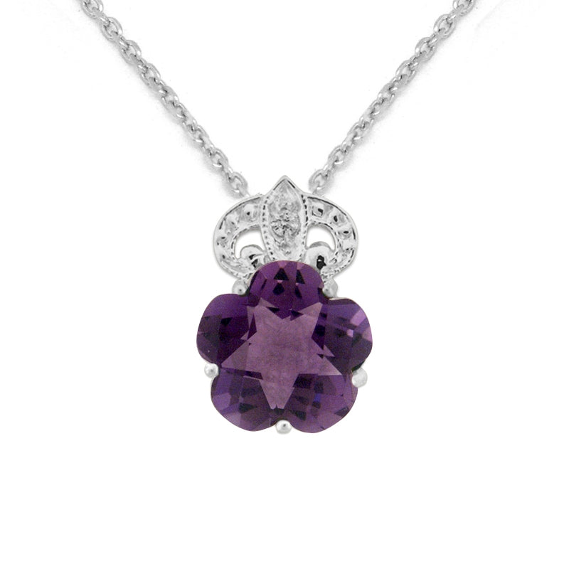 Amethyst Pendant With 1.30mm Thicher Cable Link Chair Ladies