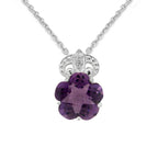 Amethyst Pendant With 1.30mm Thicher Cable Link Chair Ladies