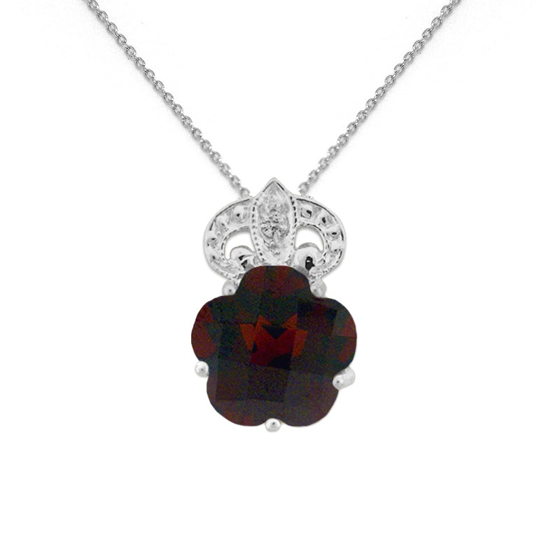 Garnet Pendant With 0.55mm Thin Rolo Chain for Ladies