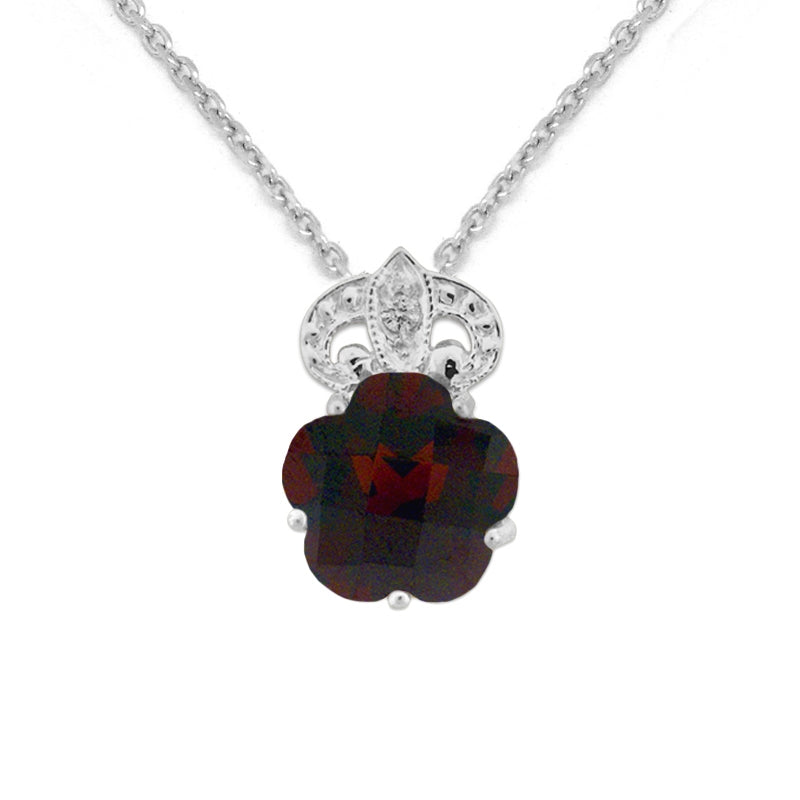 Garnet Pendant With 1.30mm Thicher Cable Link Chair Ladies