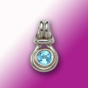 Blue Topaz Love Knot Pendant - 14k White Gold