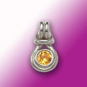 Citrine Love Knot Pendant - 14k White Gold