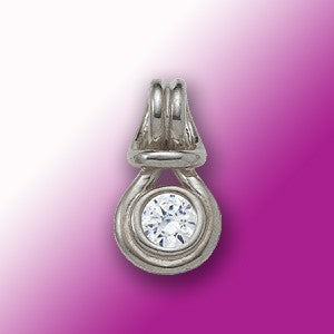 Cubic Zirconia Love Knot Pendant - 14k White Gold