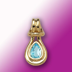 Blue Topaz Love Knot Pendant - 14k Yellow Gold - Polished