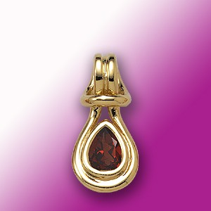 Garnet Love Knot Pendant - 14k Yellow Gold - Polished