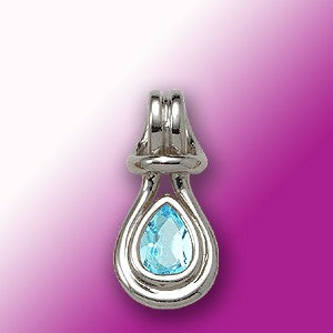 Blue Topaz Love Knot Pendant - 14k White Gold - Polished