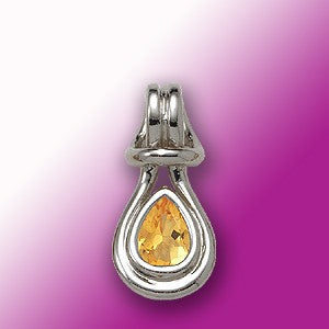 Citrine Love Knot Pendant - 14k White Gold - Polished