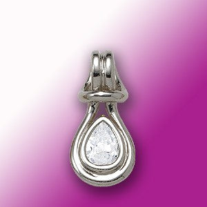 Cubic Zirconia Love Knot Pendant - 14k White Gold - Polished