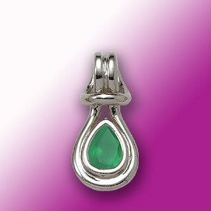 Green Onyx Love Knot Pendant - 14k White Gold