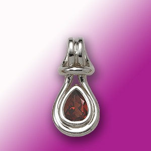 Garnet Love Knot Pendant - 14k White Gold - Polished