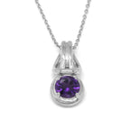 Love Knot Pendant Necklace 1 Carat Amethyst February Birthstone Sterling Silver