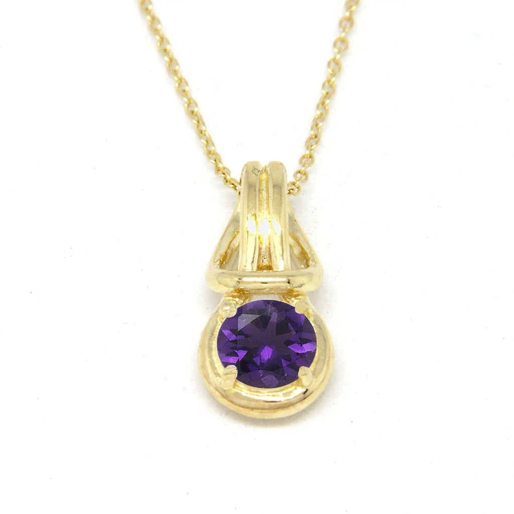 Love Knot Pendant Necklace 1 Carat Amethyst February Birthstone Gold Over Silver
