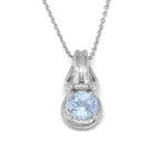 Love Knot Pendant Necklace Aquarmarine March Birthstone Sterling Silver