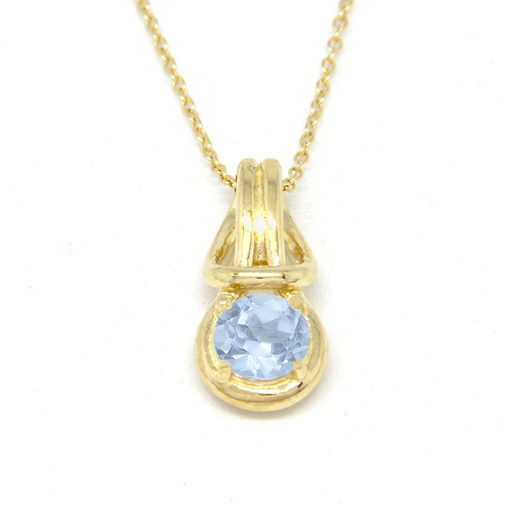 Love Knot Pendant Necklace 1 Carat Aquamarine March Birthstone Gold Over Silver