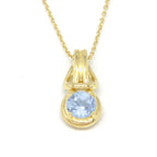 Love Knot Pendant Necklace 1 Carat Aquamarine March Birthstone Gold Over Silver