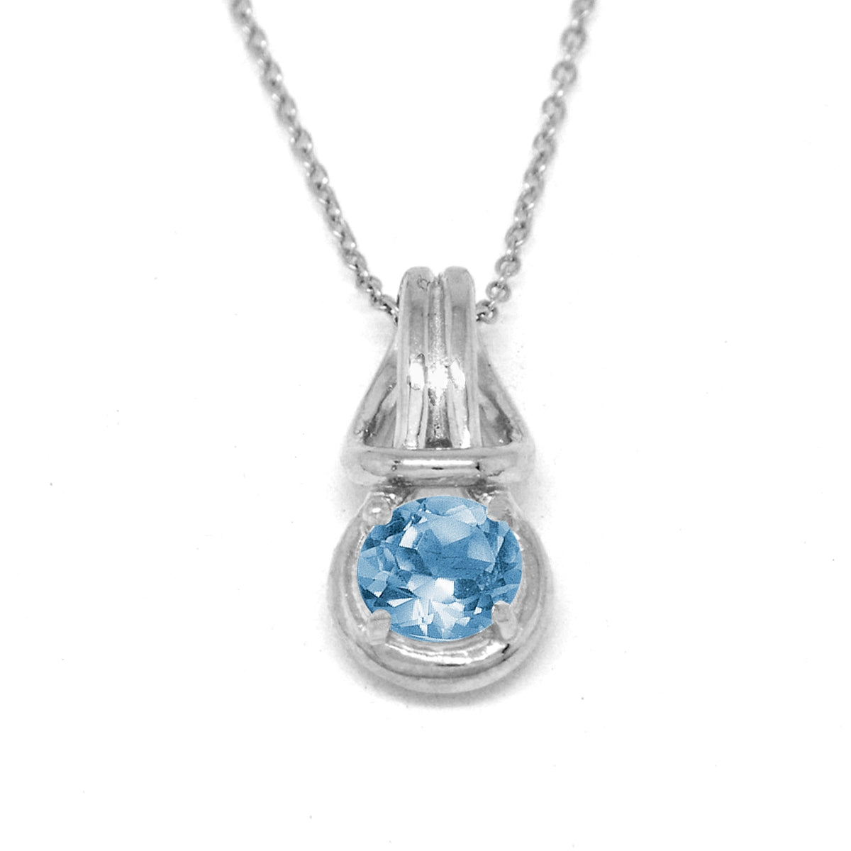 Love Knot Pendant Necklace 1 Carat Blue Zircon December Birthstone Sterling Silver