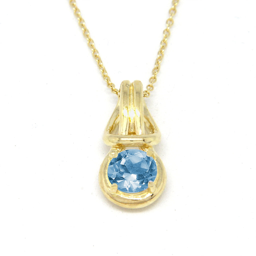 Love Knot Pendant Necklace 1 Carat Blue Zircon December Birthstone Gold Over Silver