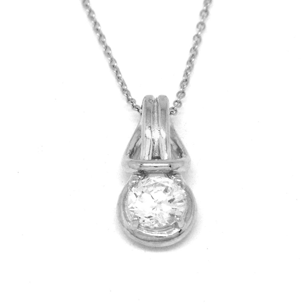 Love Knot Pendant Necklace 1 Carat Cubic Zirconia April Birthstone Sterling Silver