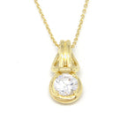 Love Knot Pendant Necklace 1 Carat Cubic Zirconia April Birthstone Gold Over Silver