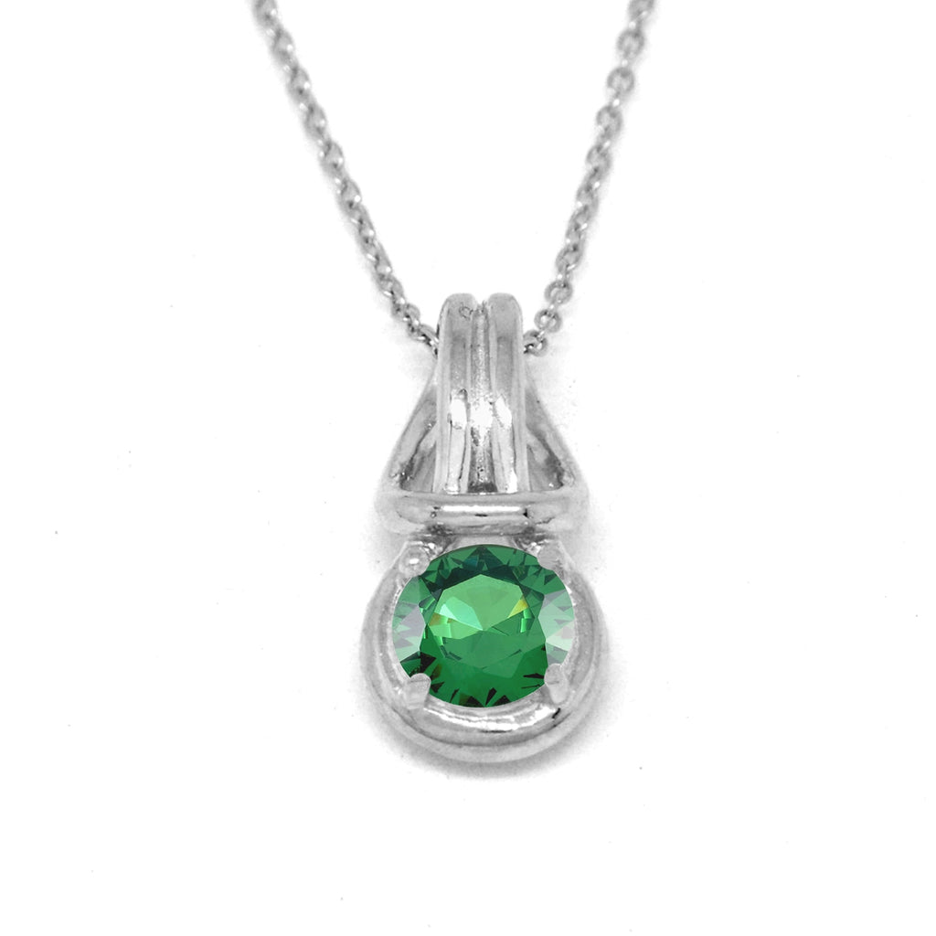 Love Knot Pendant Necklace 1 Carat Emerald May Birthstone Sterling Silver