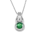Love Knot Pendant Necklace 1 Carat Emerald May Birthstone Sterling Silver