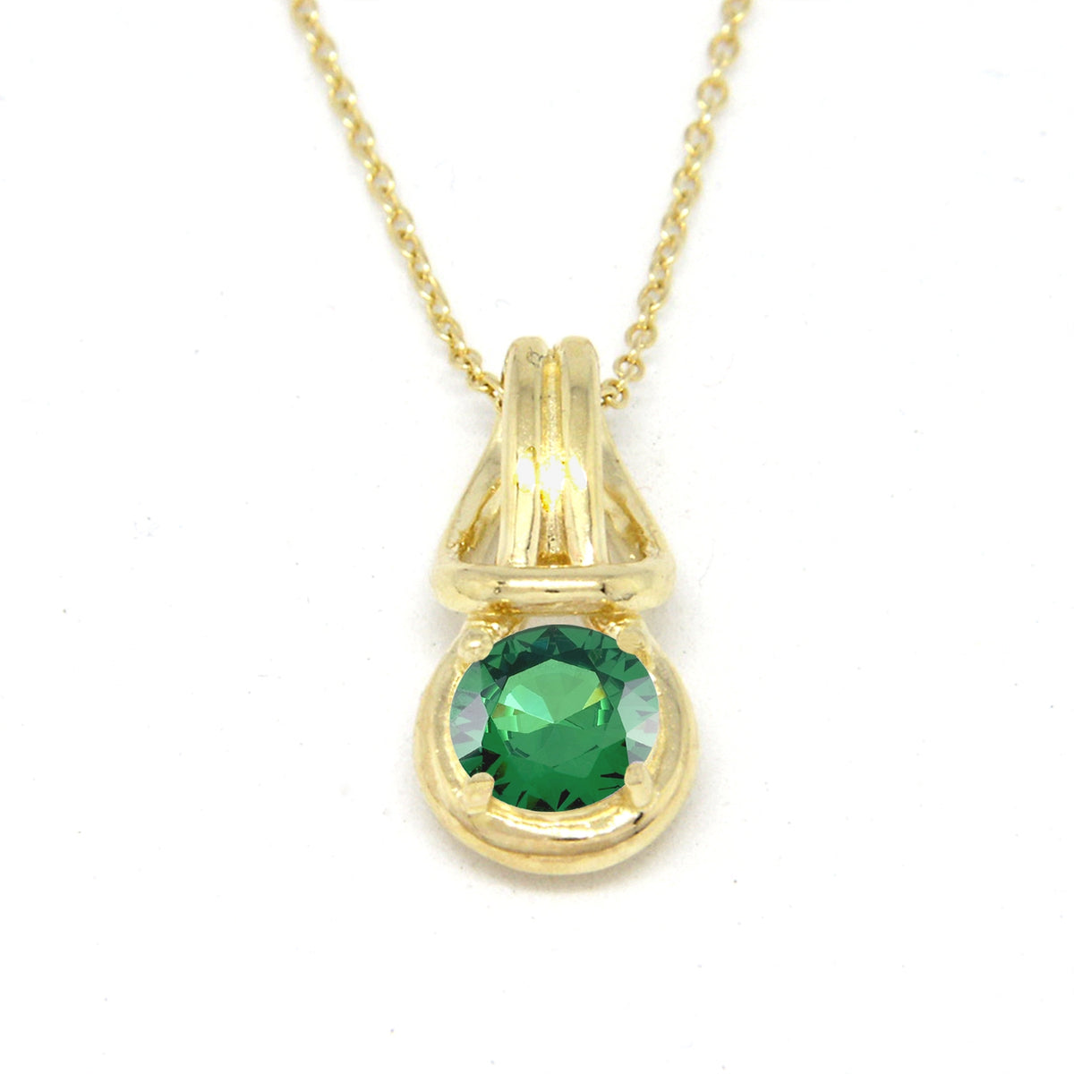 Love Knot Pendant Necklace 1 Carat Emerald May Birthstone Gold Over Silver