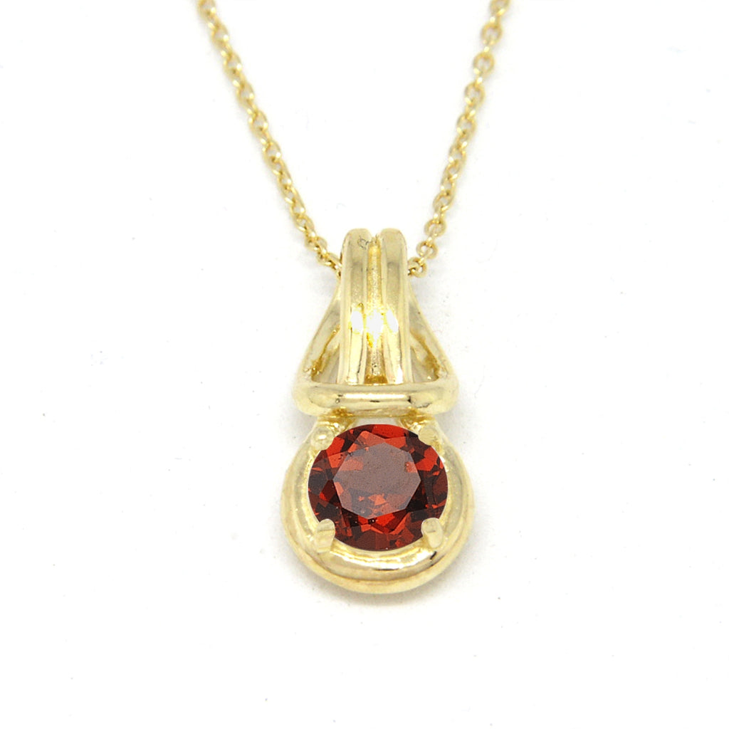 Love Knot Pendant Necklace 1 Carat Garnet January Birthstone Gold Over Silver
