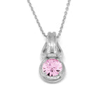 Love Knot Pendant Necklace 1 Carat Pink Tourmaline October Birthstone Sterling Silver