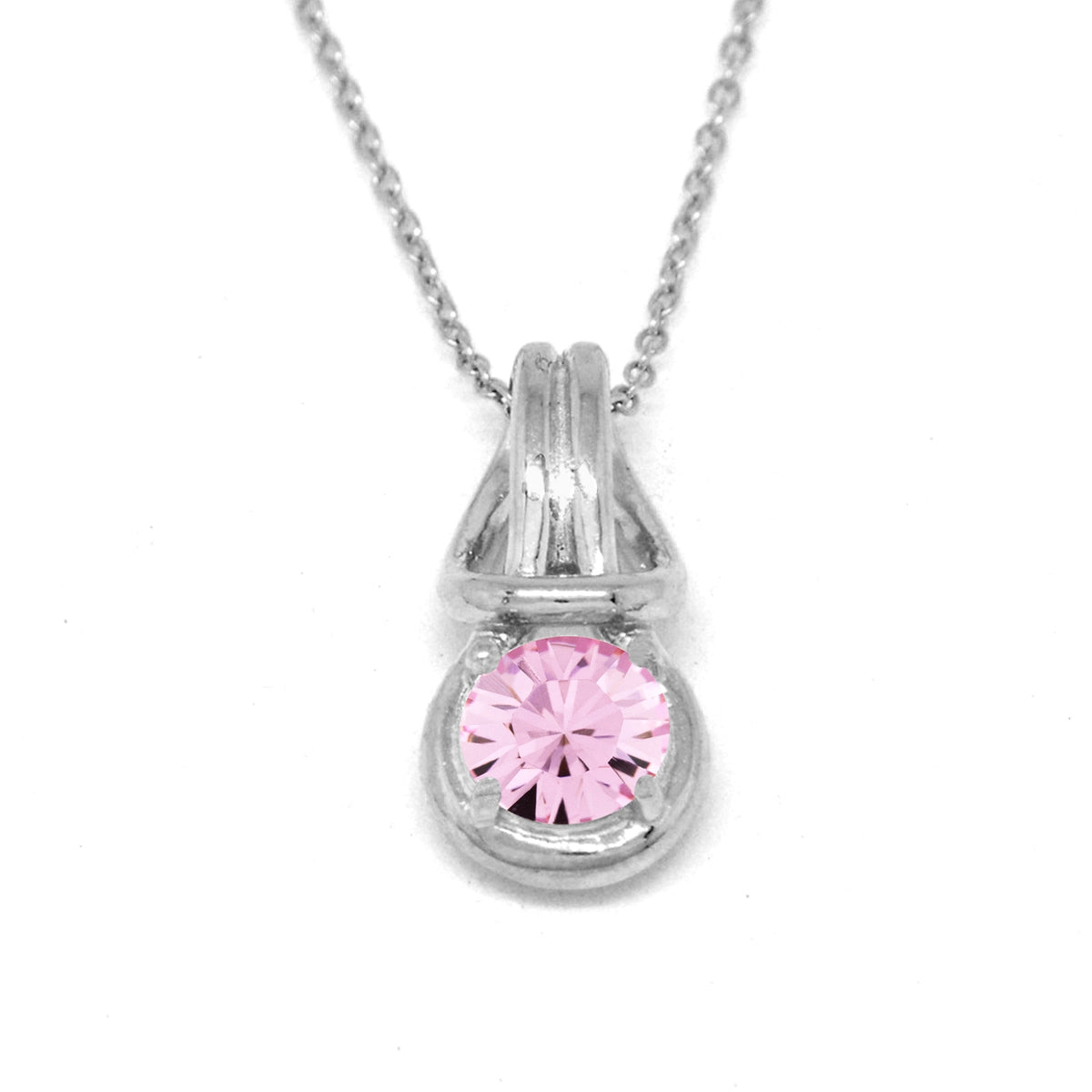 Love Knot Pendant Necklace 1 Carat Pink Tourmaline October Birthstone Sterling Silver