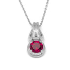 Love Knot Pendant Necklace 1 Carat Ruby July Birthstone Sterling Silver