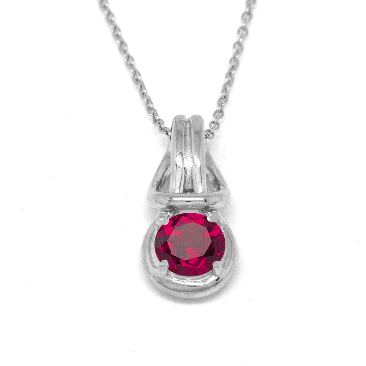 Love Knot Pendant Necklace 1 Carat Ruby July Birthstone Sterling Silver