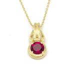 Love Knot Pendant Necklace 1 Carat Ruby July Birthstone Gold Over Silver