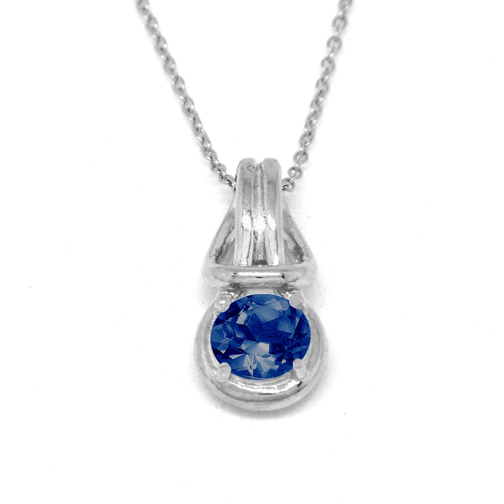 Love Knot Pendant Necklace 1 Carat Blue Sapphire September Birthstone Sterling Silver